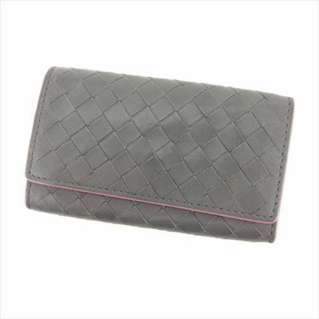 Auth Bottega Veneta Keycase Keyholder Intrecciato Grey Woman